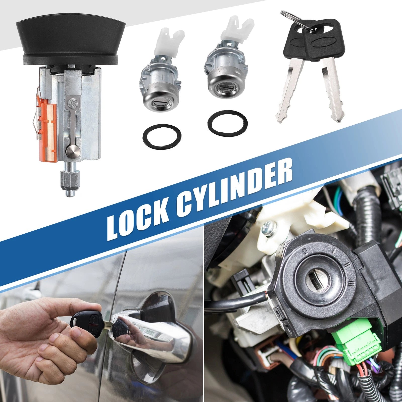 Door Cylinder Ignition Switch Lock Cylinder with Key for Ford F-150 