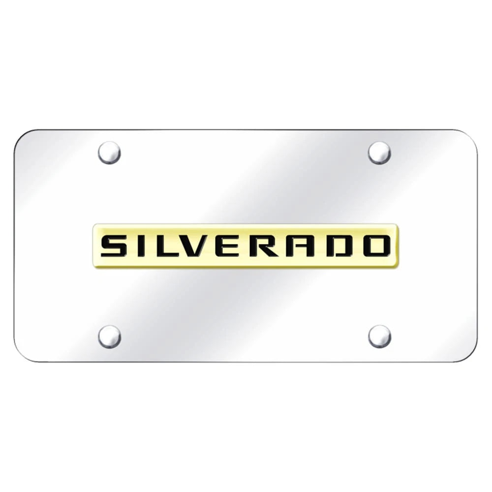 Gold Name on Chrome License Plate - Officially Licensed for Chevrolet Silverado