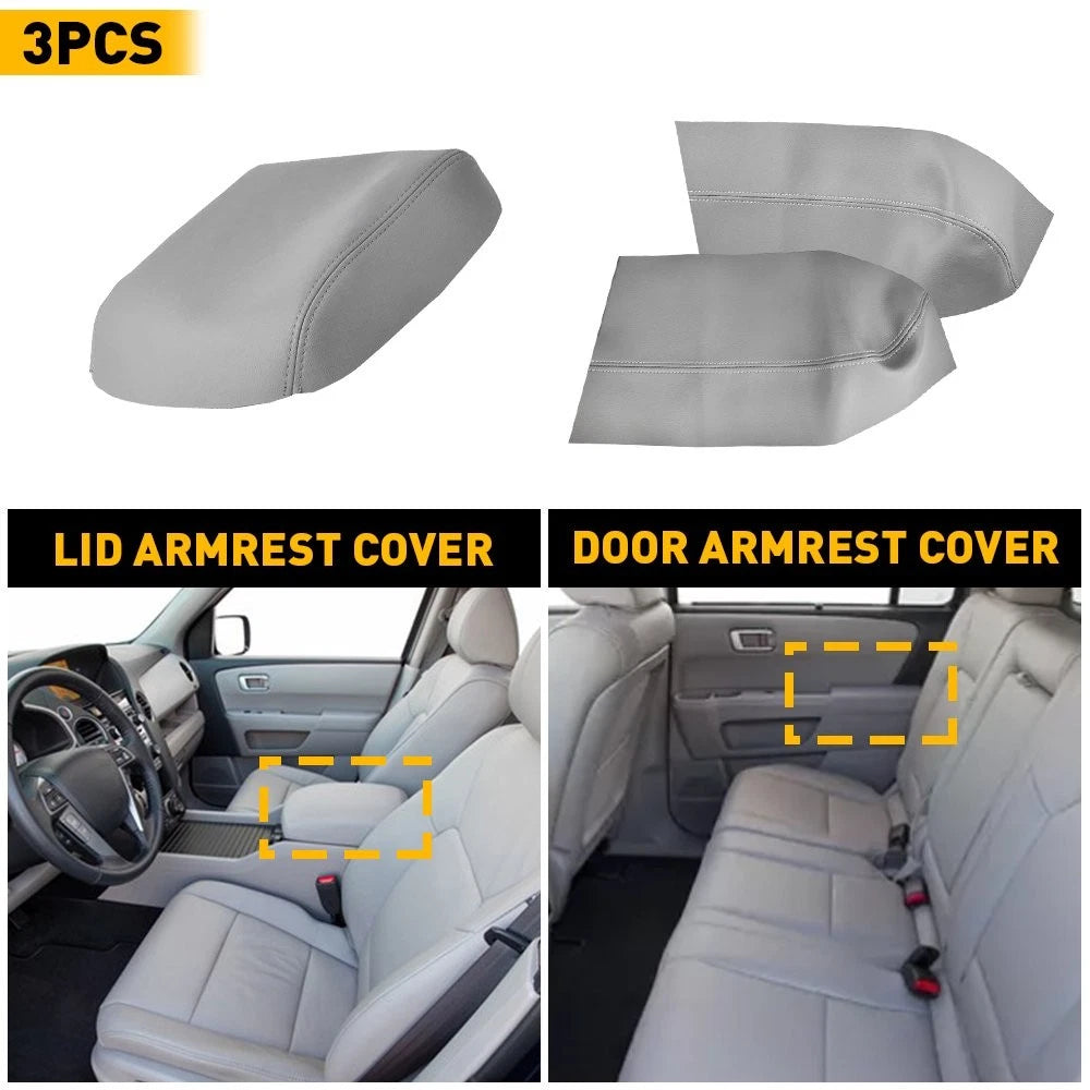 Center Console Lid + Door Panel Armrest Covers for Honda Pilot (2016–2023)