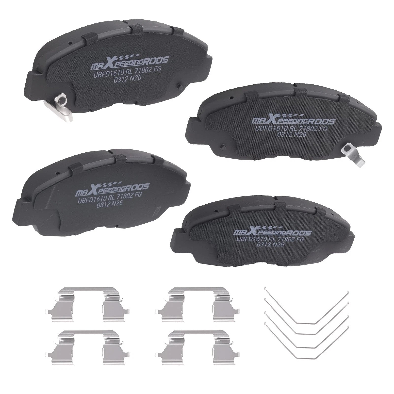 Set of 4 Front Ceramic Brake Pads for Honda Civic (2012–2015) w/Hardware