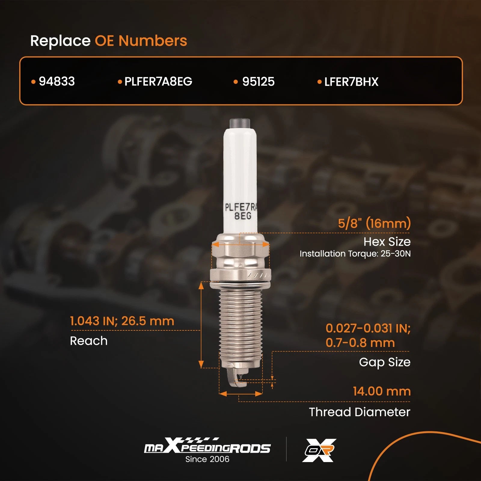 Iridium Spark Plug for Audi A3 Quattro A4 allroad VW Golf R (2015–2020)