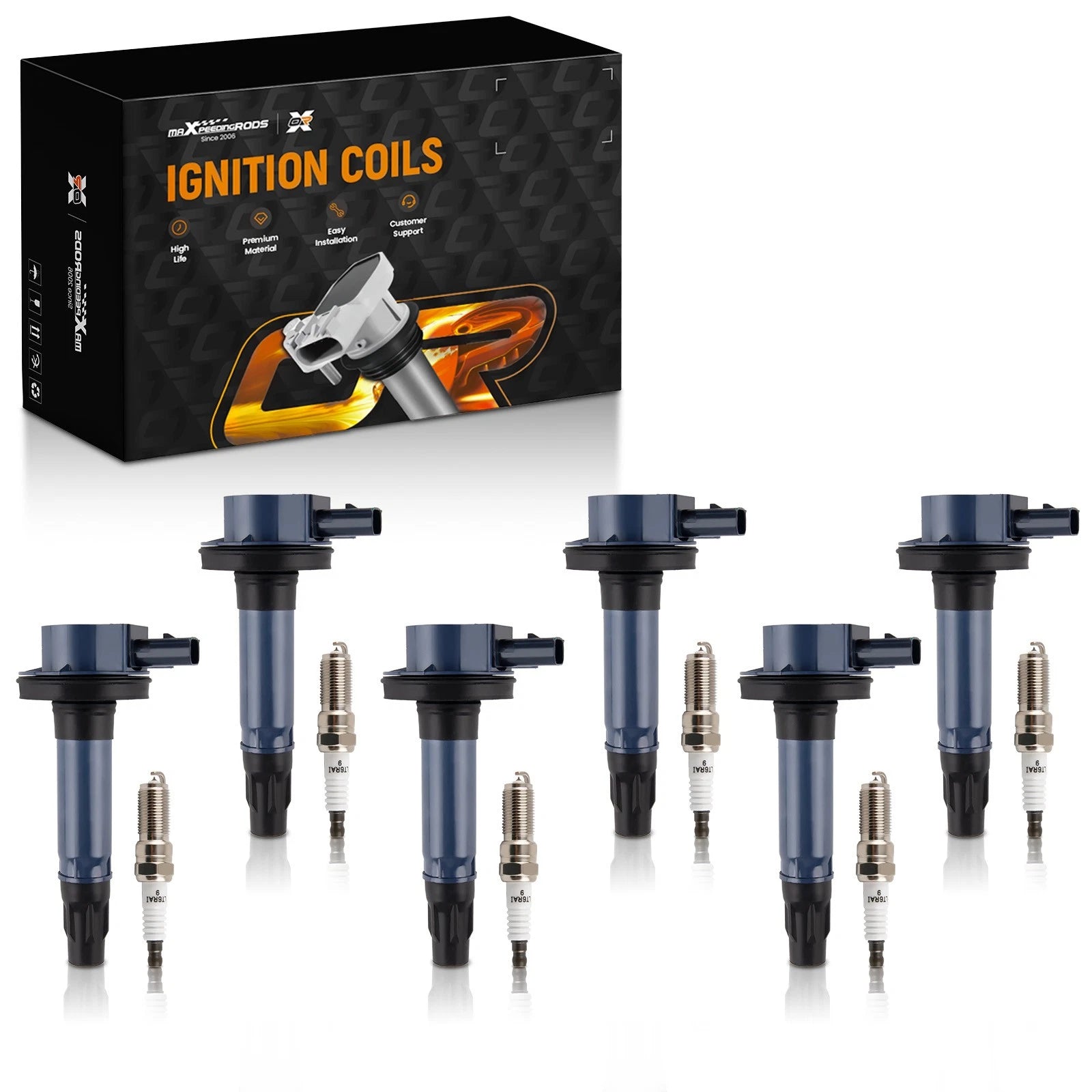 6X Ignition Coil & Spark Plug Pack for Ford Edge Taurus Mazda 6 CX-9 Lincoln