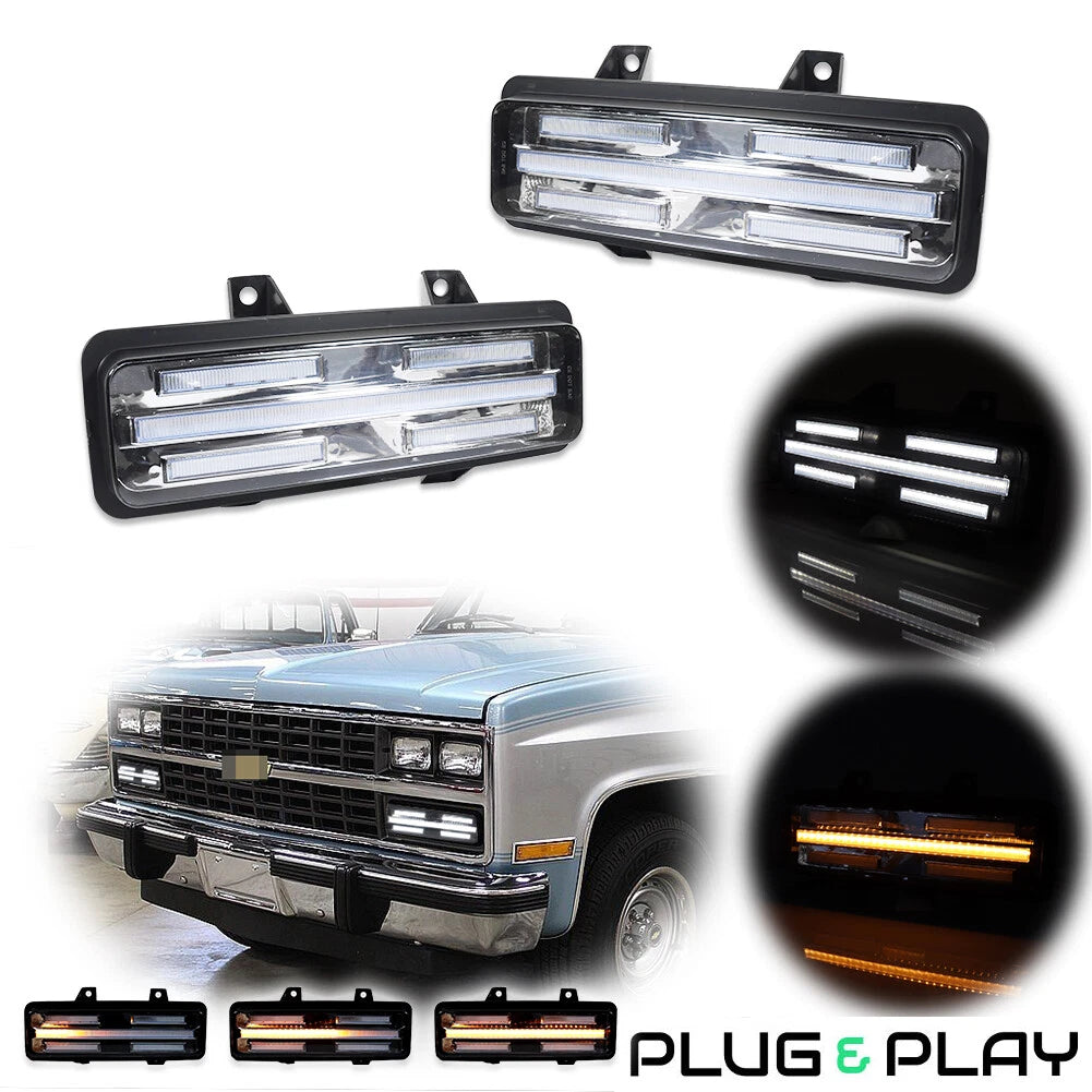 LED Front Turn Signal Lights Kit for Chevy GMC Van Jimmy Pickup Truck