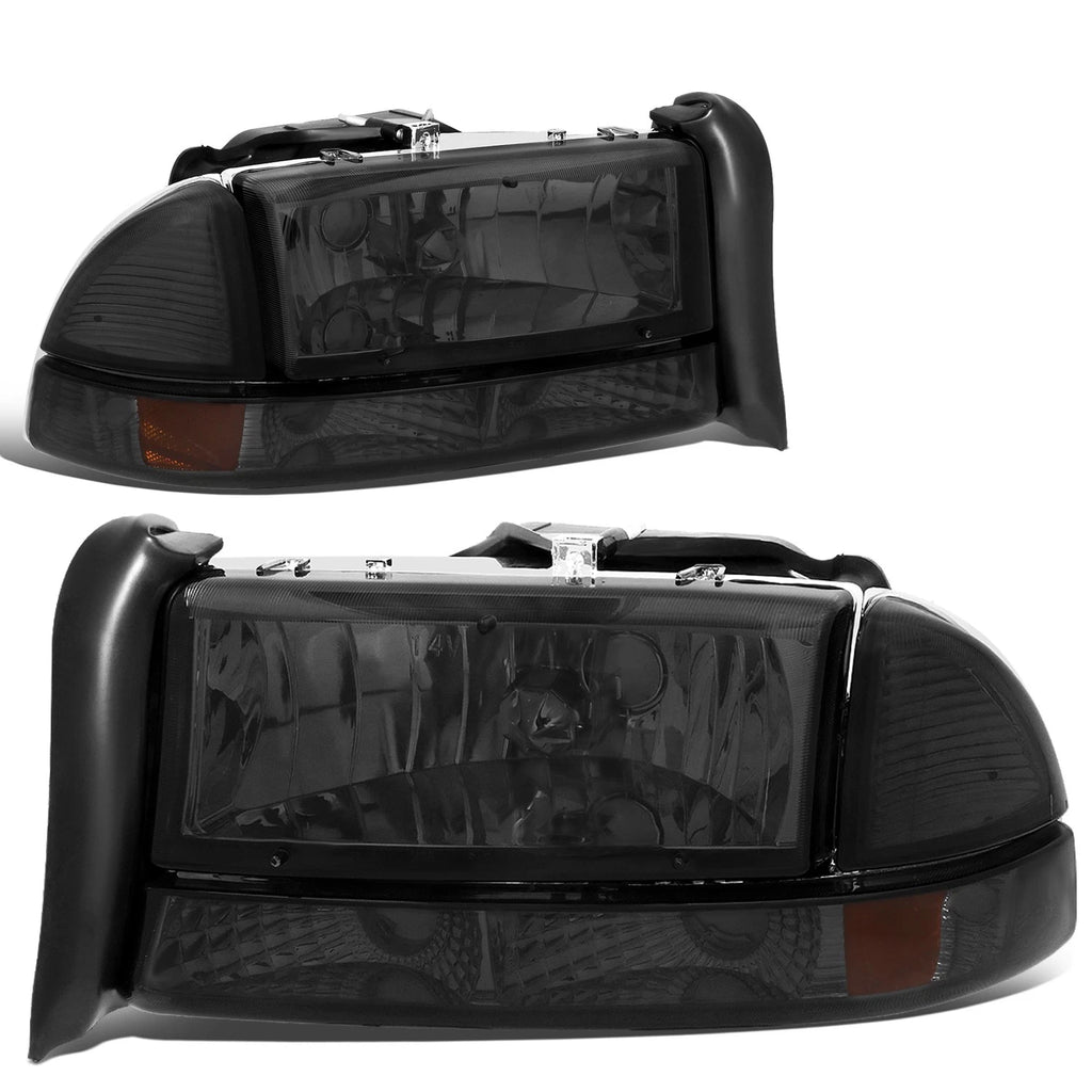 Set of 2 Smoked Housing Amber Corner Headlights for Dakota Durango (1997–2004)