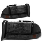 Set of 2 Smoked Housing Amber Corner Headlights for Dakota Durango (1997–2004)