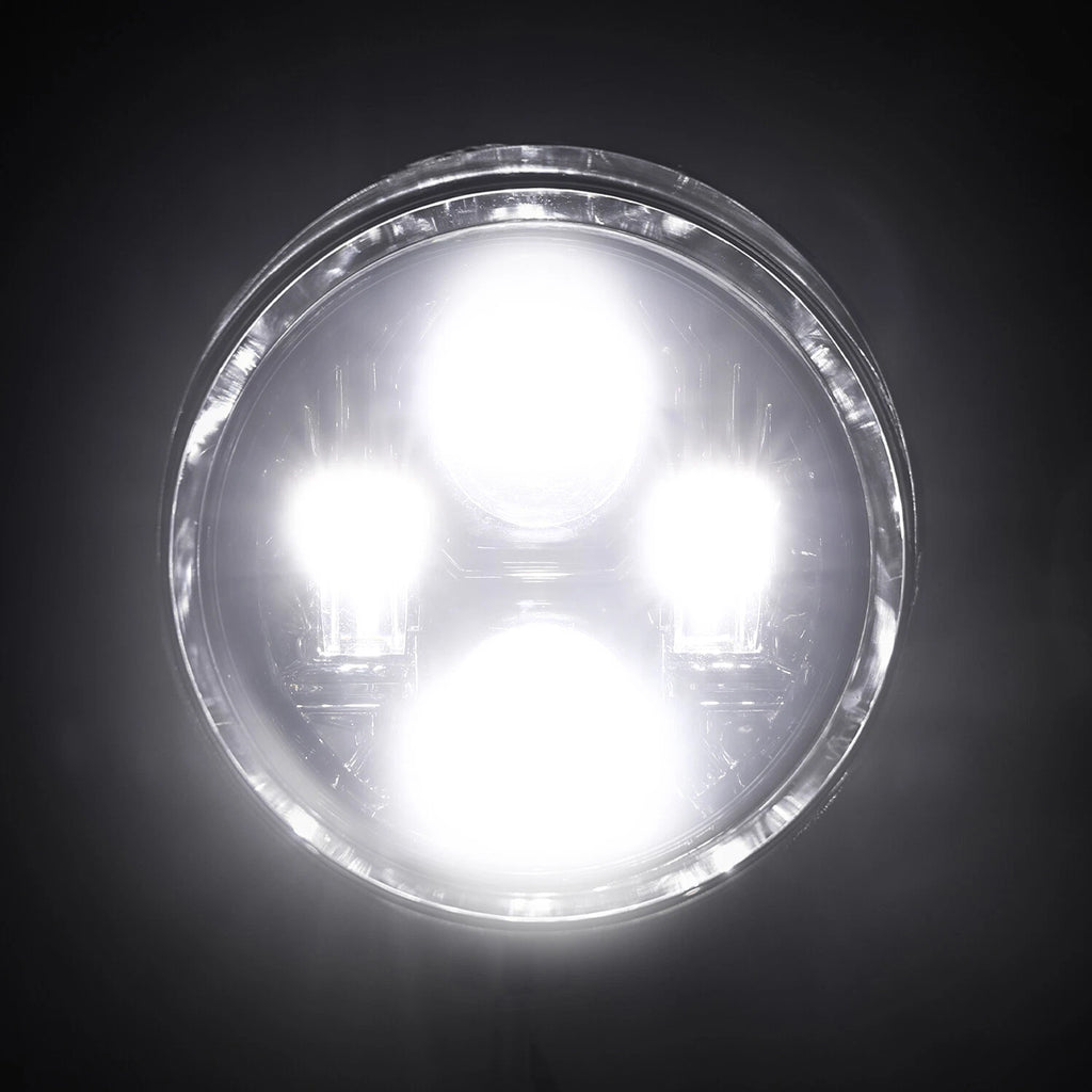 Set of 2 Chrome LED Headlights for Harley Sportster Dyna Iron 883 (2004–2023)