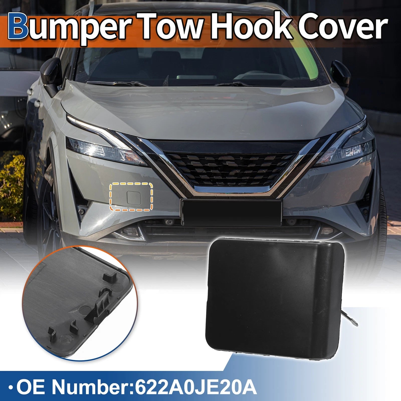 Tow Hook Cap for Nissan Qashqai Dualis (No. 622A0JE20A) Unpainted