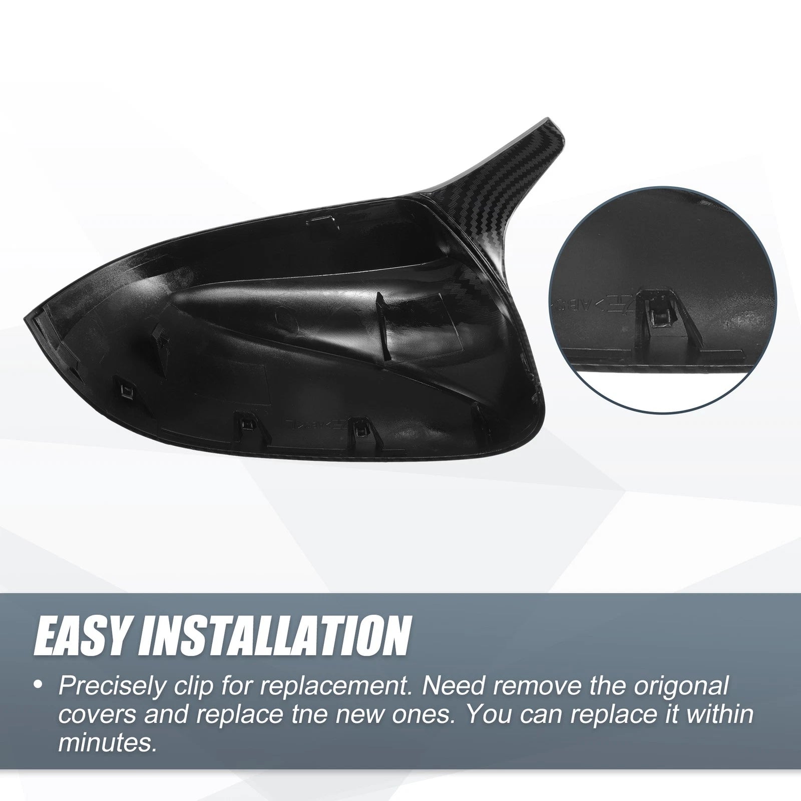 Pair Rearview Mirror Cover Caps for BMW X3 X4 X5 X6 (2011–2023) Black Carbon Fiber