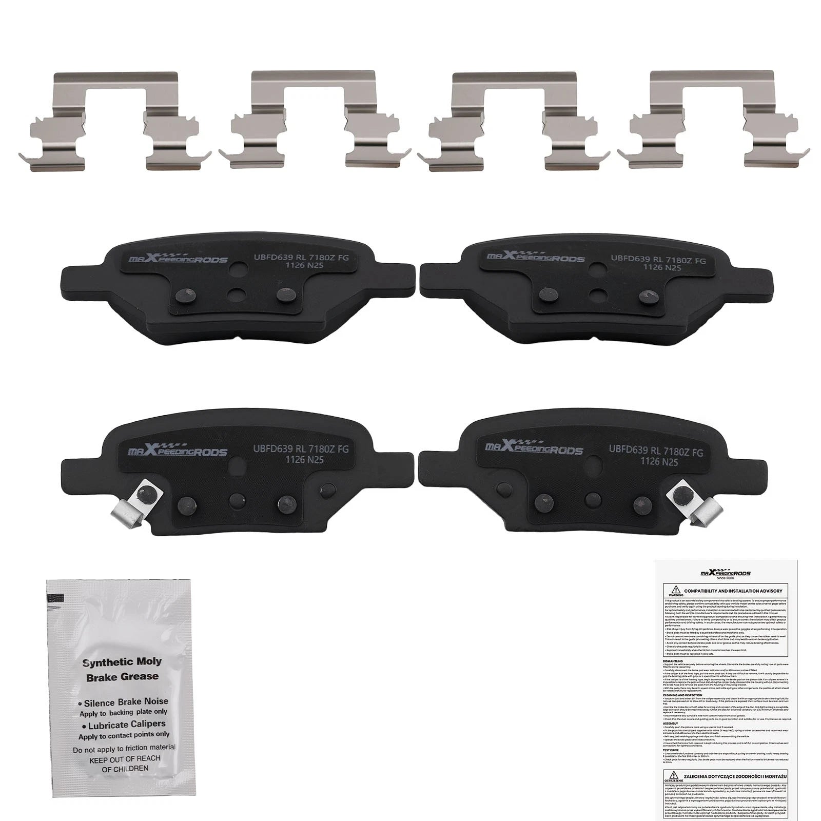 4PCS Rear Ceramic Brake Pads for Pontiac G5 G6 Pursuit Saturn Aura Ion (2007–2010)