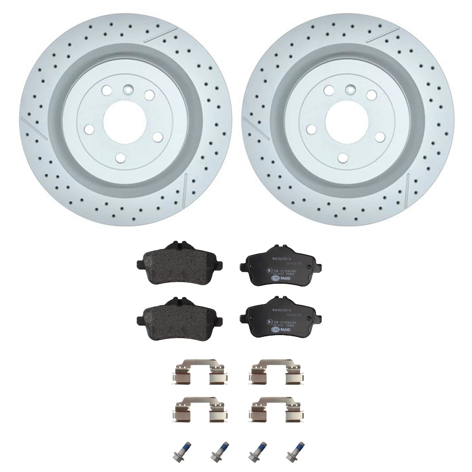 Hella Rear Rotors Low-Met Disc Brake Pad Kit for Mercedes X166 GL63 AMG (2013–2019)