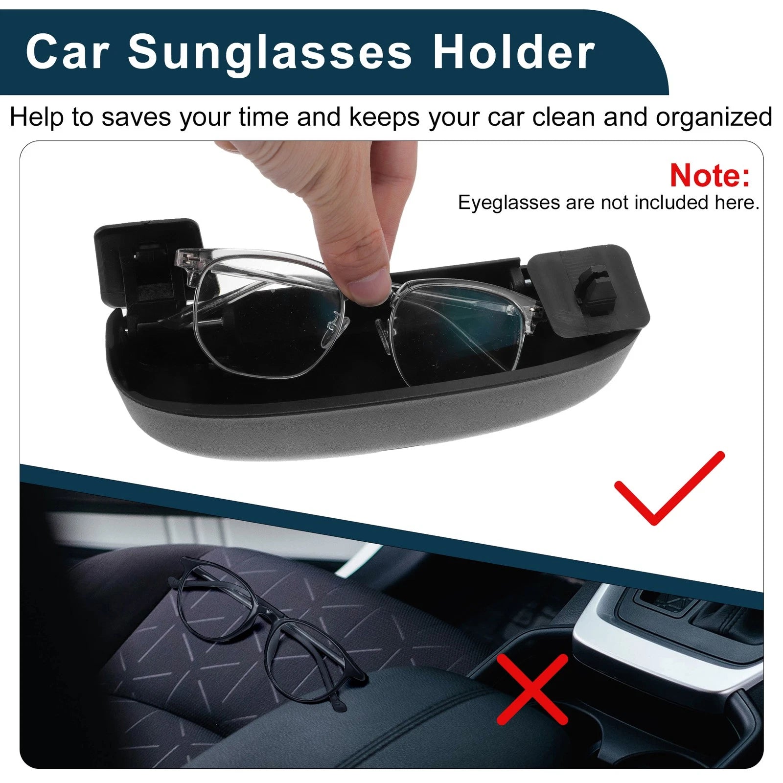 Sunglasses Case for BMW 1 Series F20 (2012–2019) Eyeglasses Holder Black
