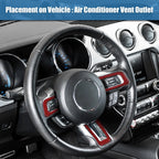 3pcs Steering Wheel Insert Cover Trim Stickers for Ford Mustang (2015–2022) Red