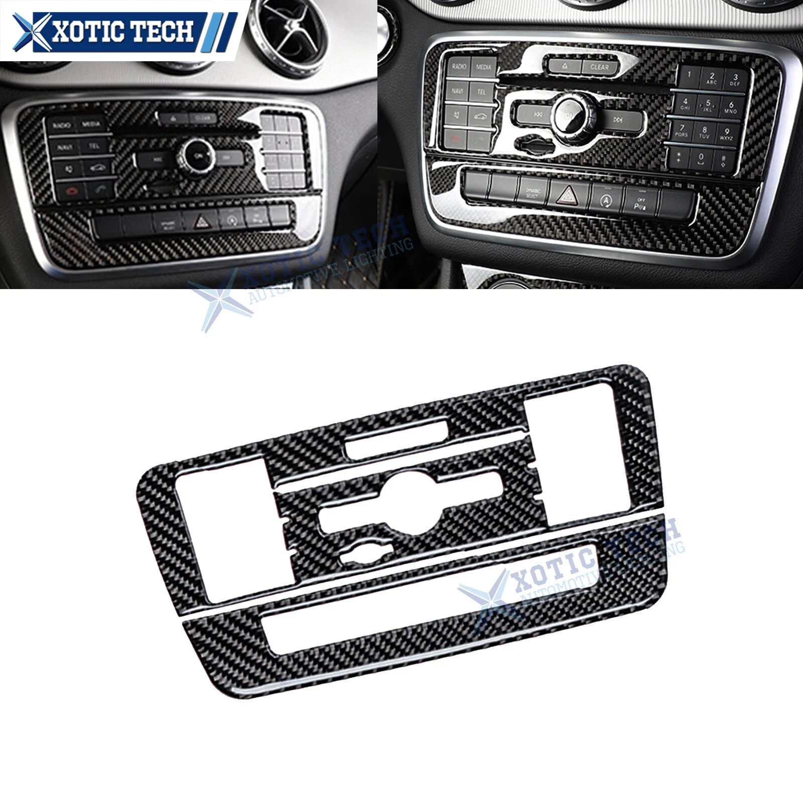 Real Carbon Fiber Console Multimedia Control Frame for Mercedes GLA CLA (2013–2021)