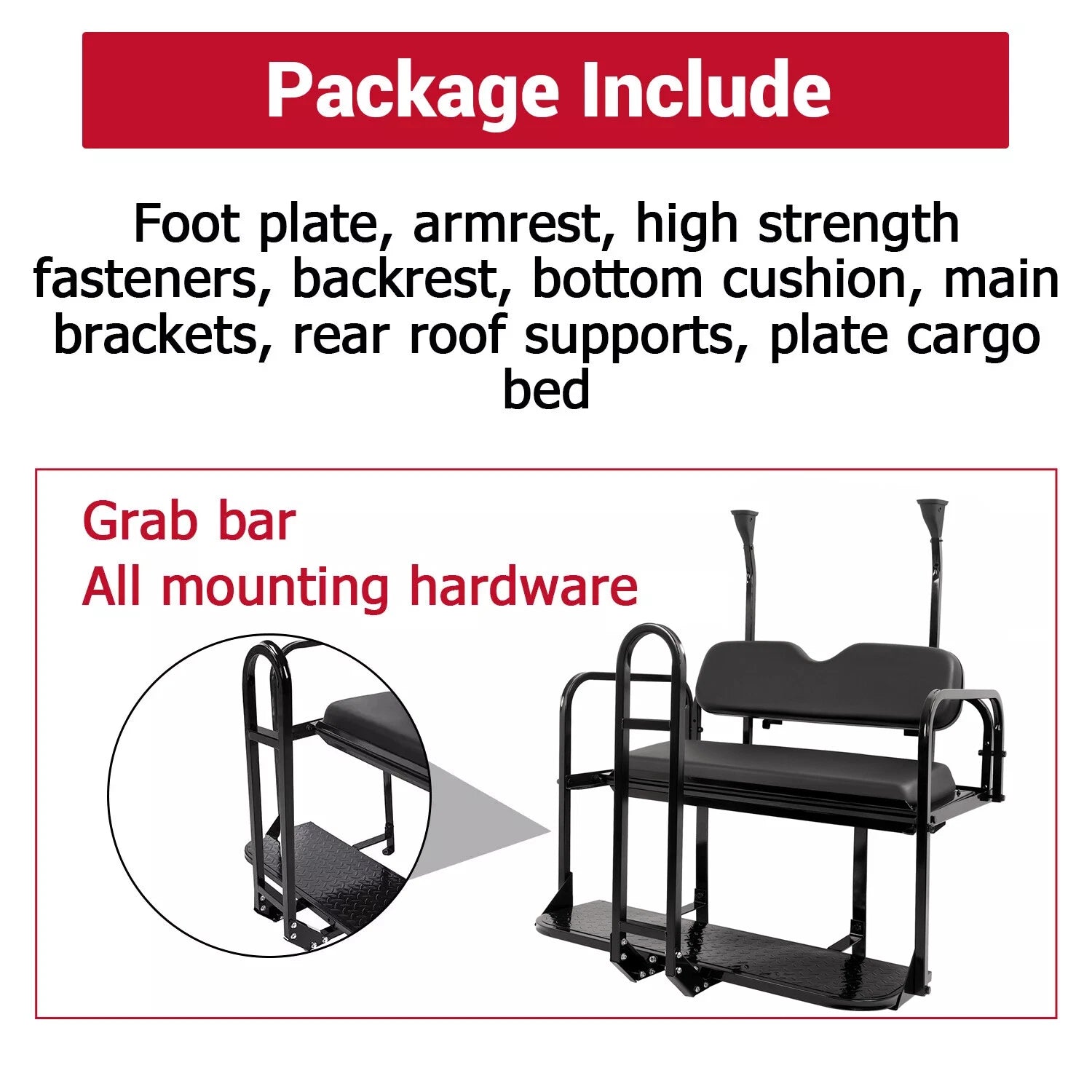 Flip Folding Rear Seat Kit for Club Car Precedent/Tempo (2004–Present)