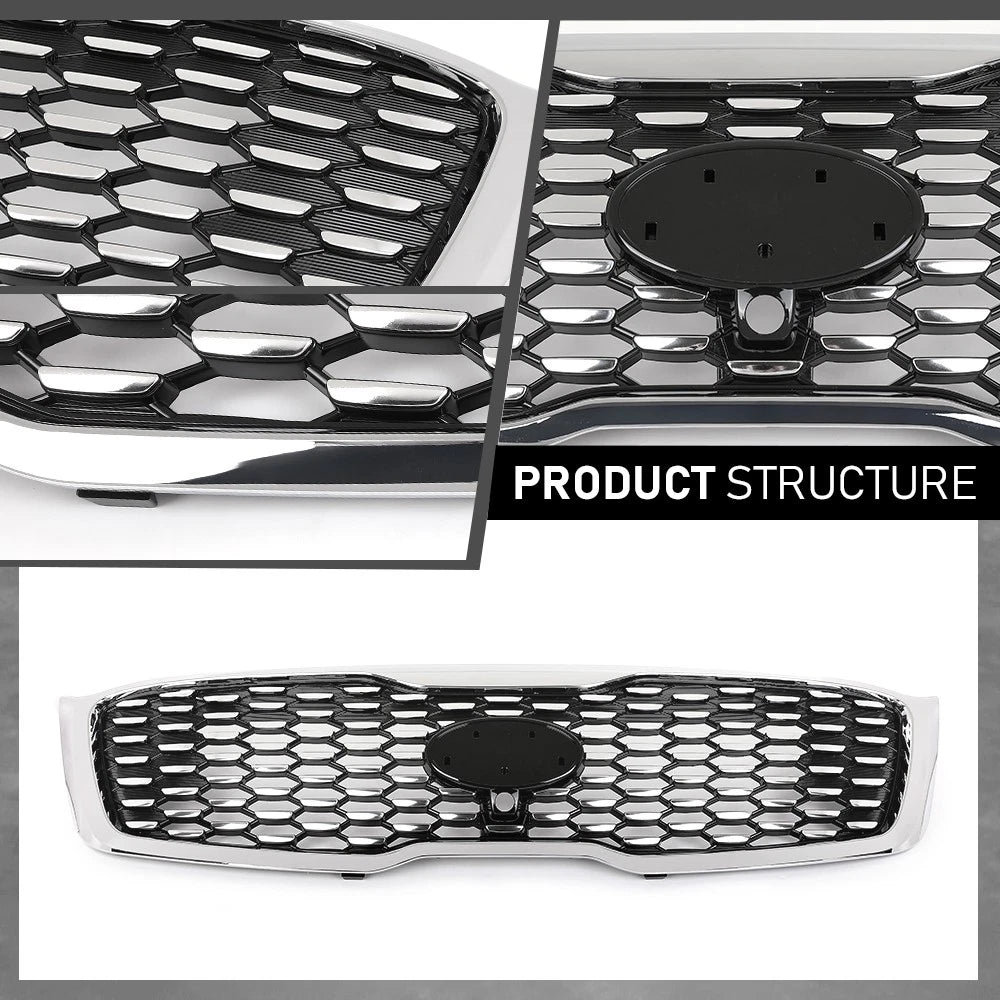 Front Bumper Upper Grille Assembly with Camera Hole for Kia Sorento (2019–2020)