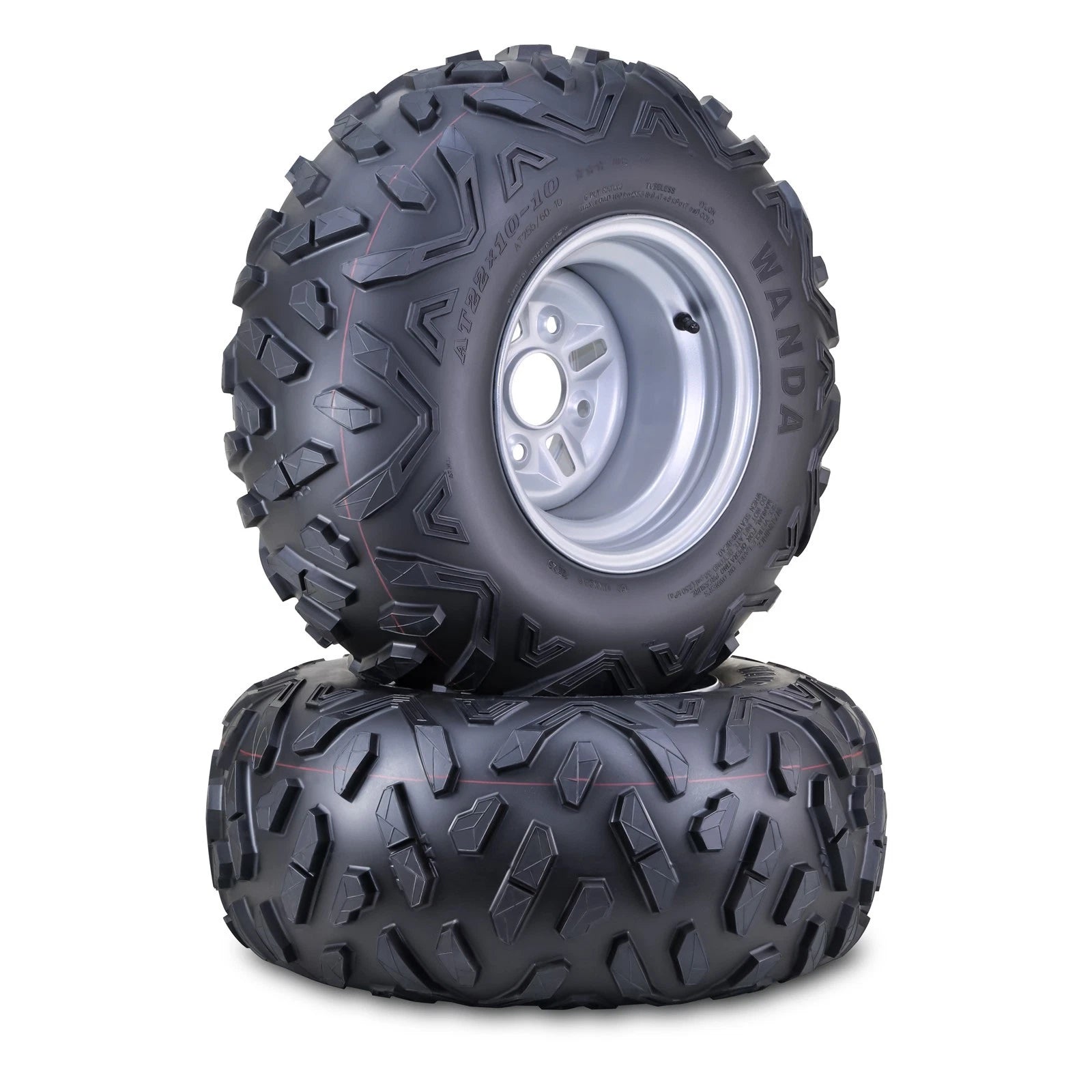 Set of 2 ATV Tire Wheel Assembly 22X10-10 for WANDA (10417, 4/110mm PCD)