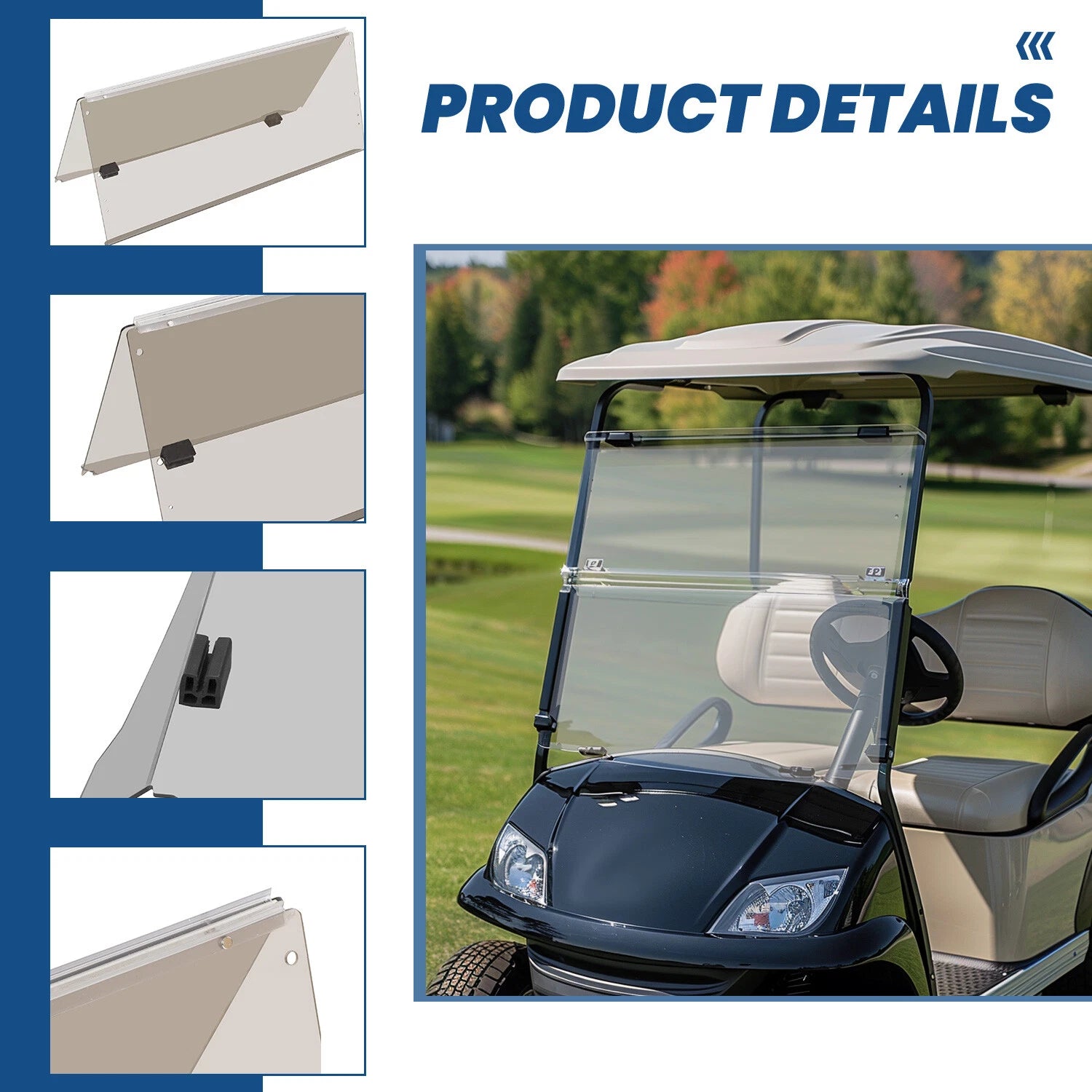Tinted Folding Down Windshield for Yamaha G29 Drive (2007–2016)