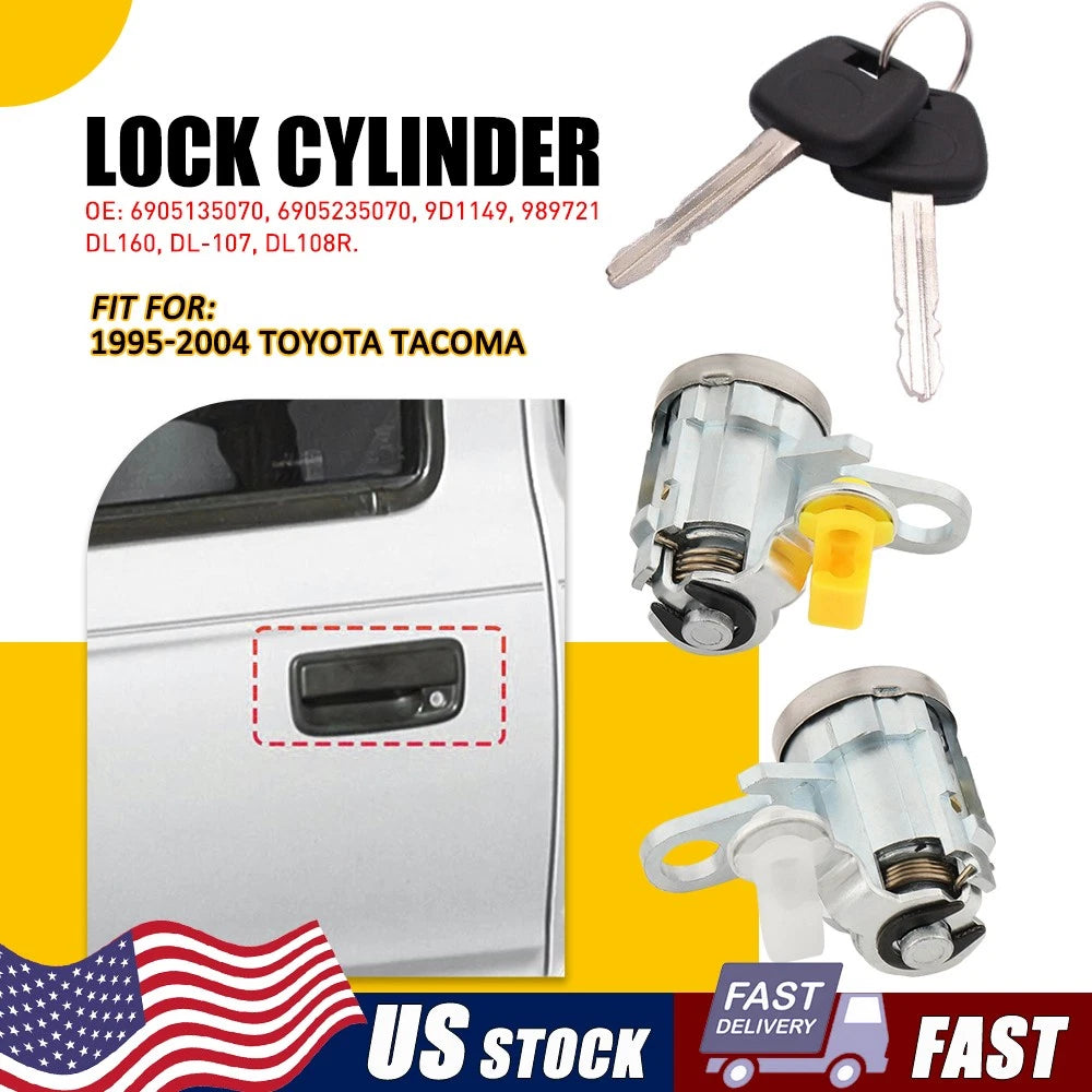 Door Lock Cylinder w/ 2 Keys for Toyota Tacoma (1995–2004) 69051-35070 989721