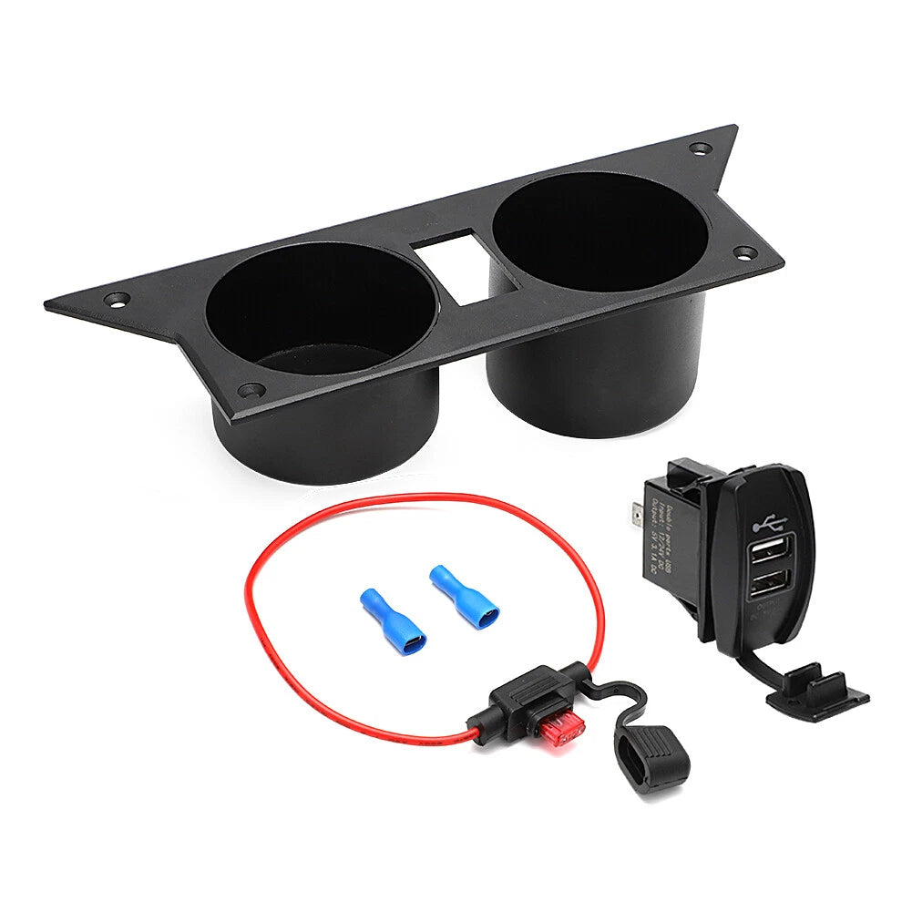 Aluminum Ash Tray Center Cup Holder with USB Charger for Chevy Camaro (1982–1992)