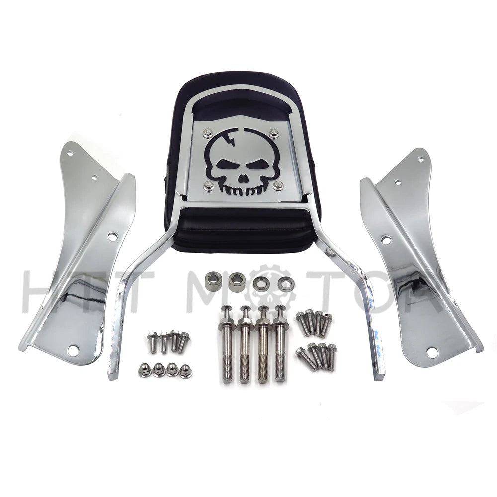 Chrome Skull Backrest Sissy Bar for Honda Shadow Spirit 750 (2001–2006)