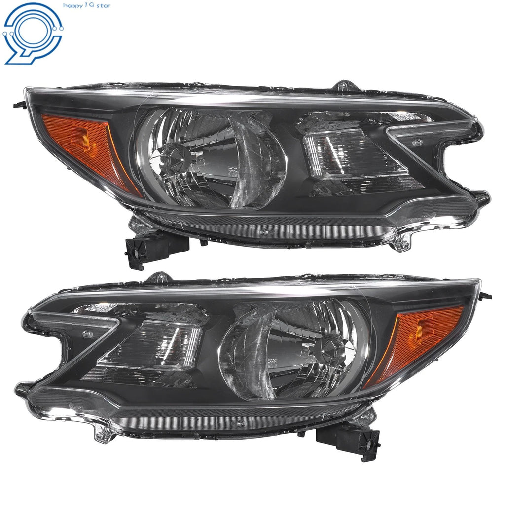 Set of 2 Black Housing Halogen Headlights for Honda CR-V (2012-2014)