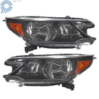 Set of 2 Black Housing Halogen Headlights for Honda CR-V (2012-2014)