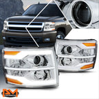 Dual LED DRL Bar Projector Headlight for Chevy Silverado (2007–2014)