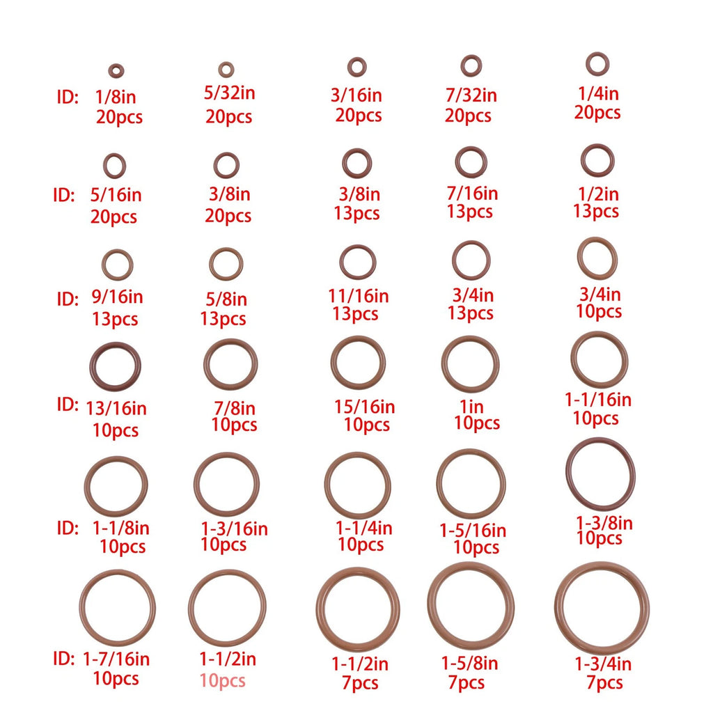 O Ring Assortment Kit for Various Models (30 Sizes, 382 PCS)