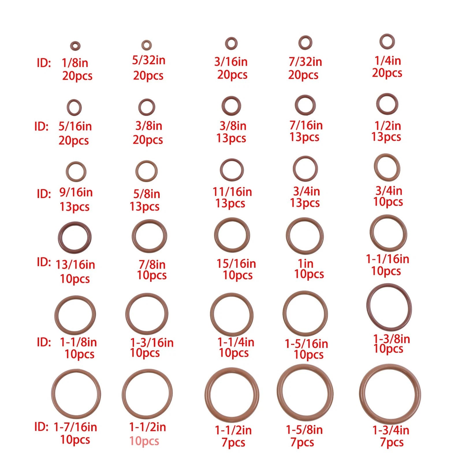 O Ring Assortment Kit for Various Models (30 Sizes, 382 PCS)