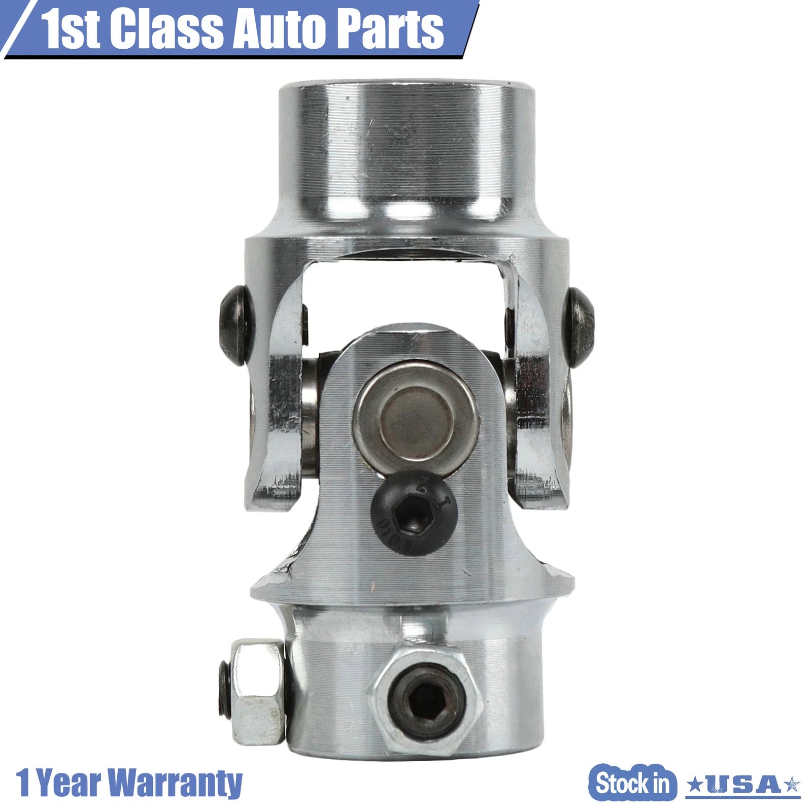 Chrome 3/4" Round x 3/4" DD Steering Shaft U-Joint for Universal Street Rod