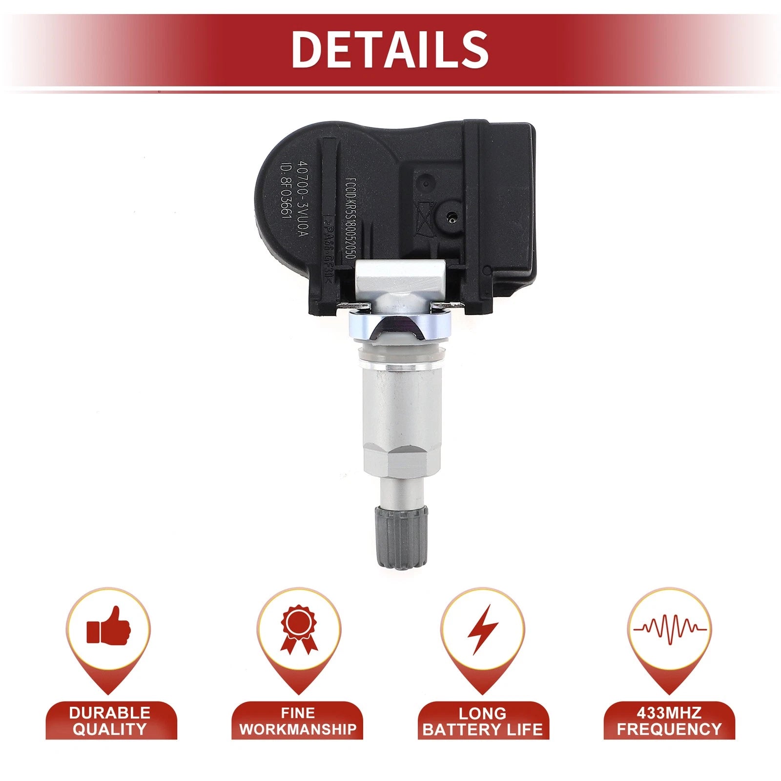 Tire Pressure Sensor for Nissan Rogue (2014–2016) 407003VU0A 433MHz