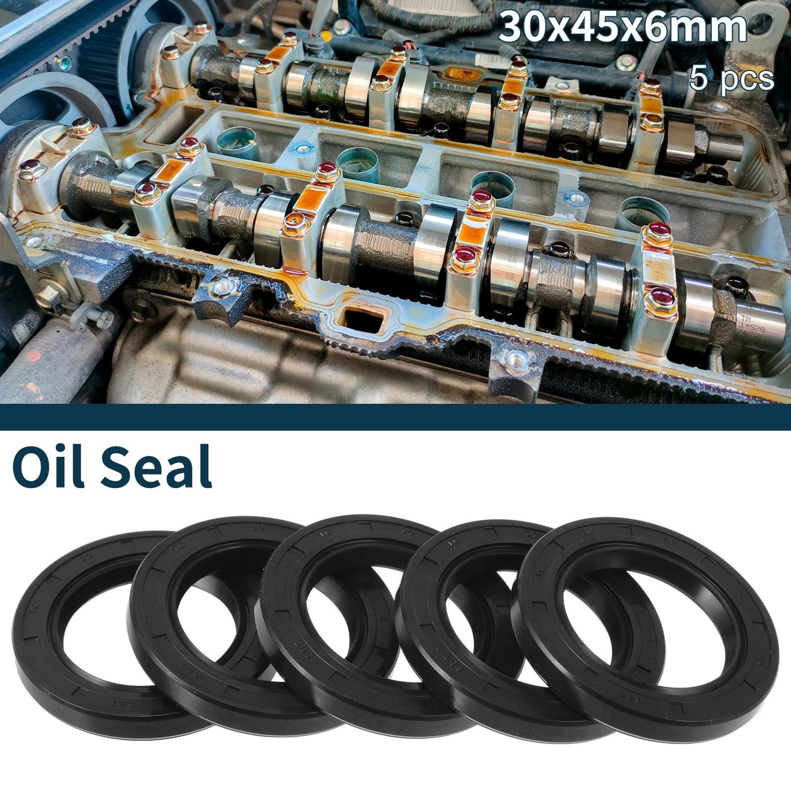 Set of 5 Oil Seal Rotary Shaft Seal NBR Rubber 30x45x6mm