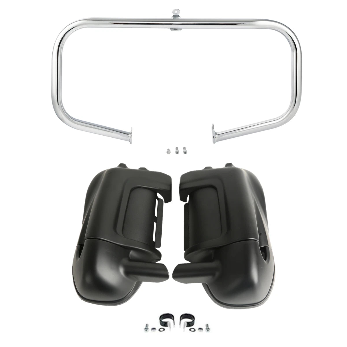 Matt Black Lower Vented Leg Fairings & Engine Guard Bar for Harley Touring (2009–2013)