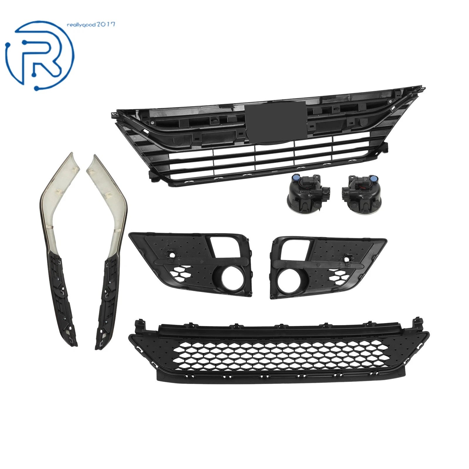 Gloss Black Mesh Grille Fog Light Kit for Honda Odyssey (2018-2020)