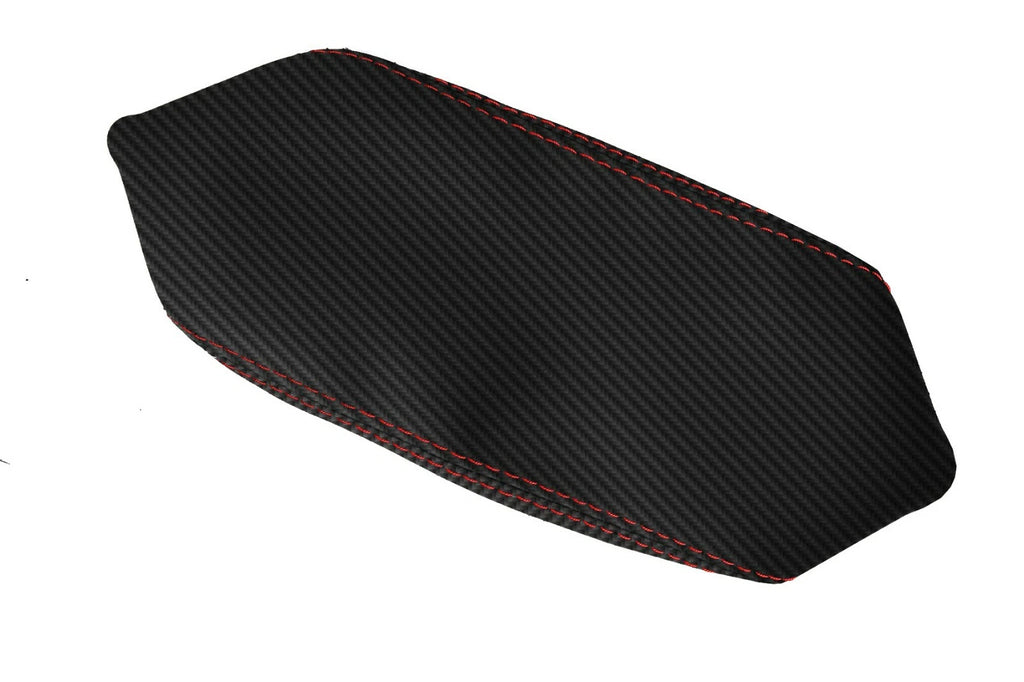 Console Lid Armrest Cover for Hyundai Kona (2018–2020) Carbon Fiber Red Stitch