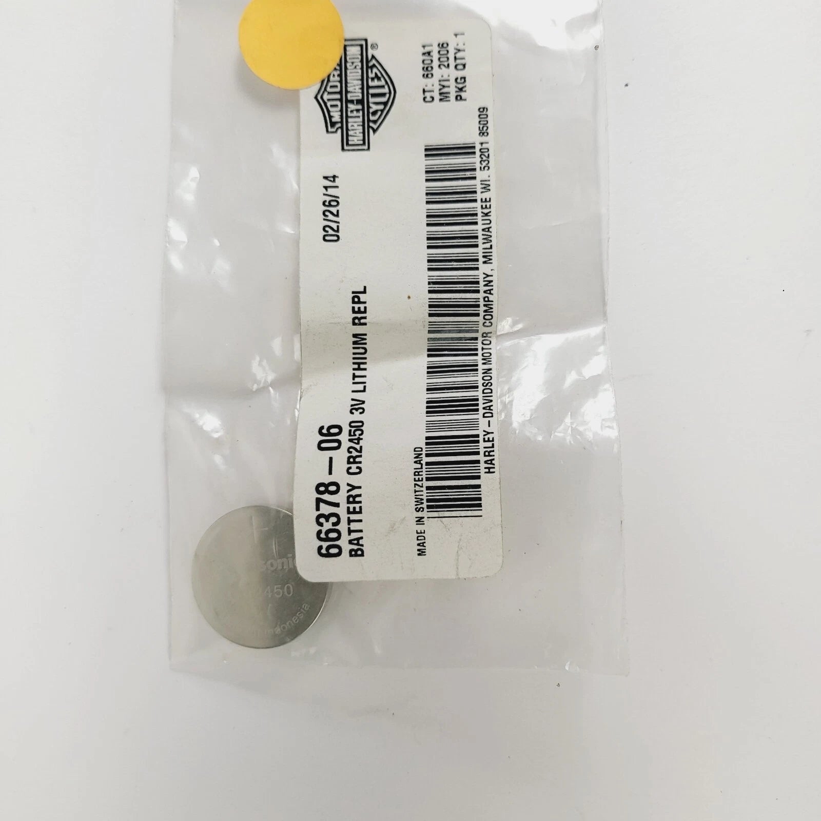 Genuine OEM Harley Davidson Battery CR2450 3V Lithium Replacement (2006)