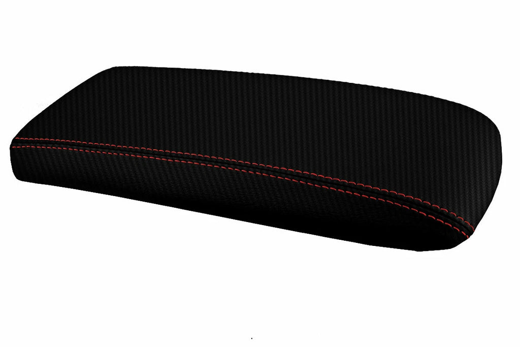 Console Lid Armrest Cover for Ford Explorer (1995–2001) Carbon Fiber Red Stitch