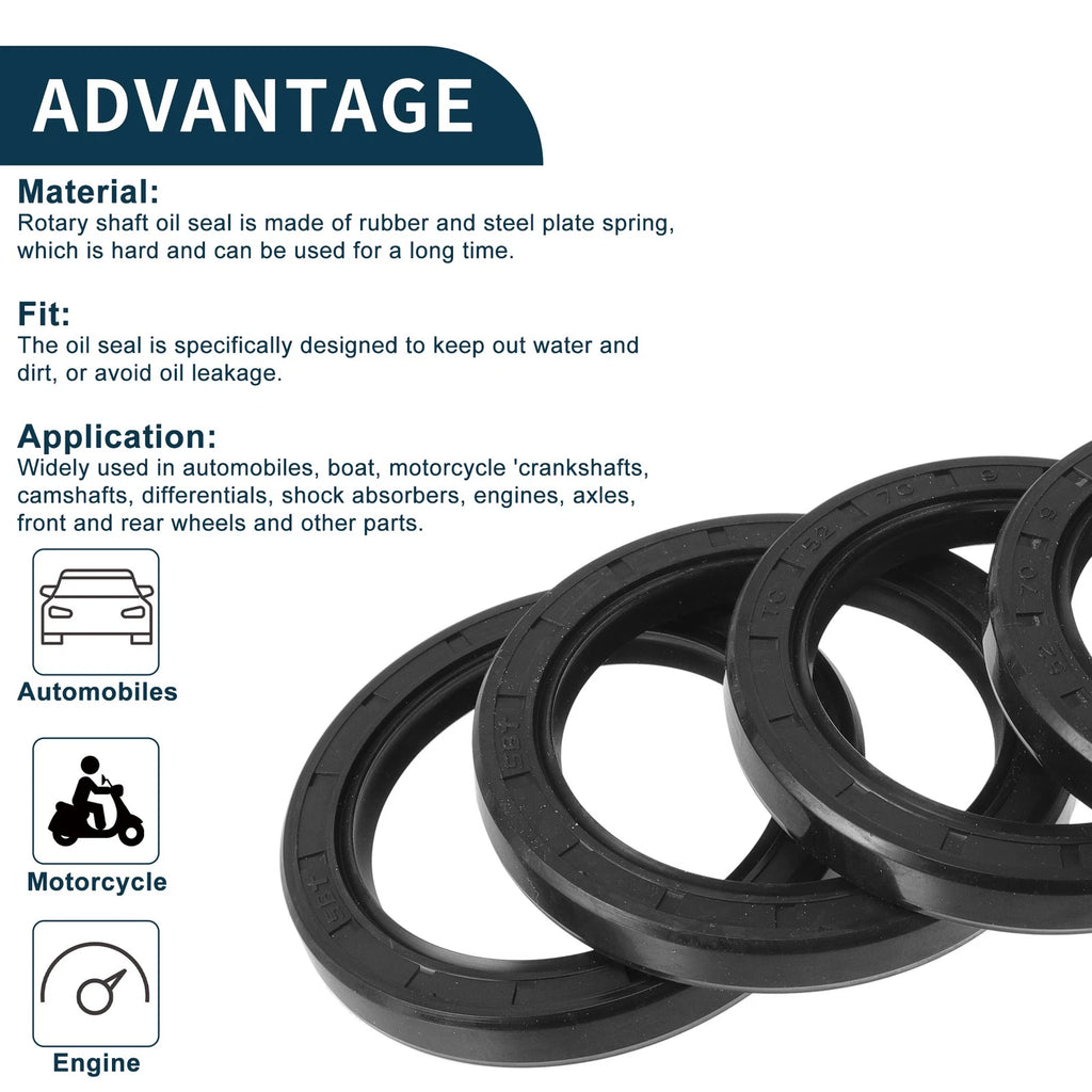 Set of 5 Oil Seal Rotary Shaft Seal NBR Rubber 52x70x9mm