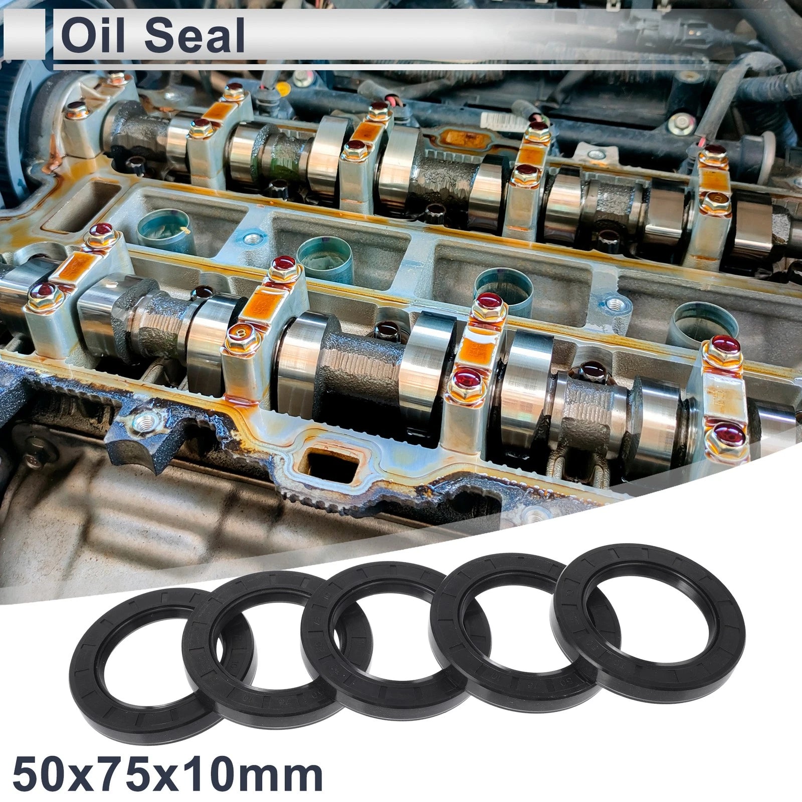 Set of 5 Oil Seal Rotary Shaft Seal NBR Rubber 50x75x10mm