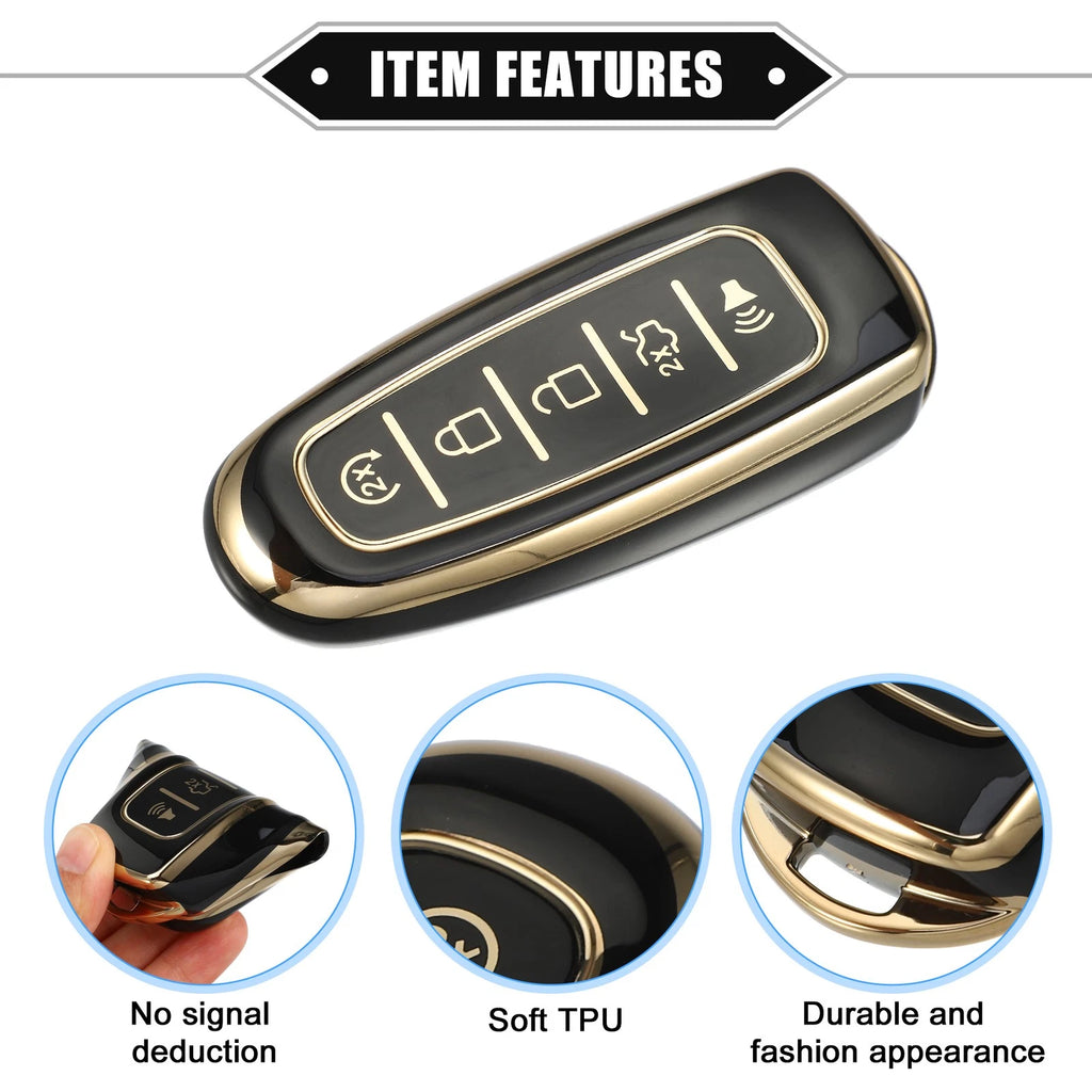 5 Buttons Key Fob Cover for Ford Escape, Lincoln (TPU, Black)