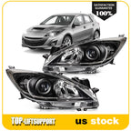 2X Headlight Assembly for Mazda 3 (2010–2013) Black Housing