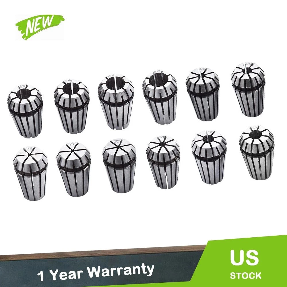 12Pcs ER16 Spring Collet Set for CNC Milling Lathe Tool Engraving