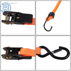 Set of 4 Heavy Duty 1" × 15' Ratchet Straps for Tie Downs