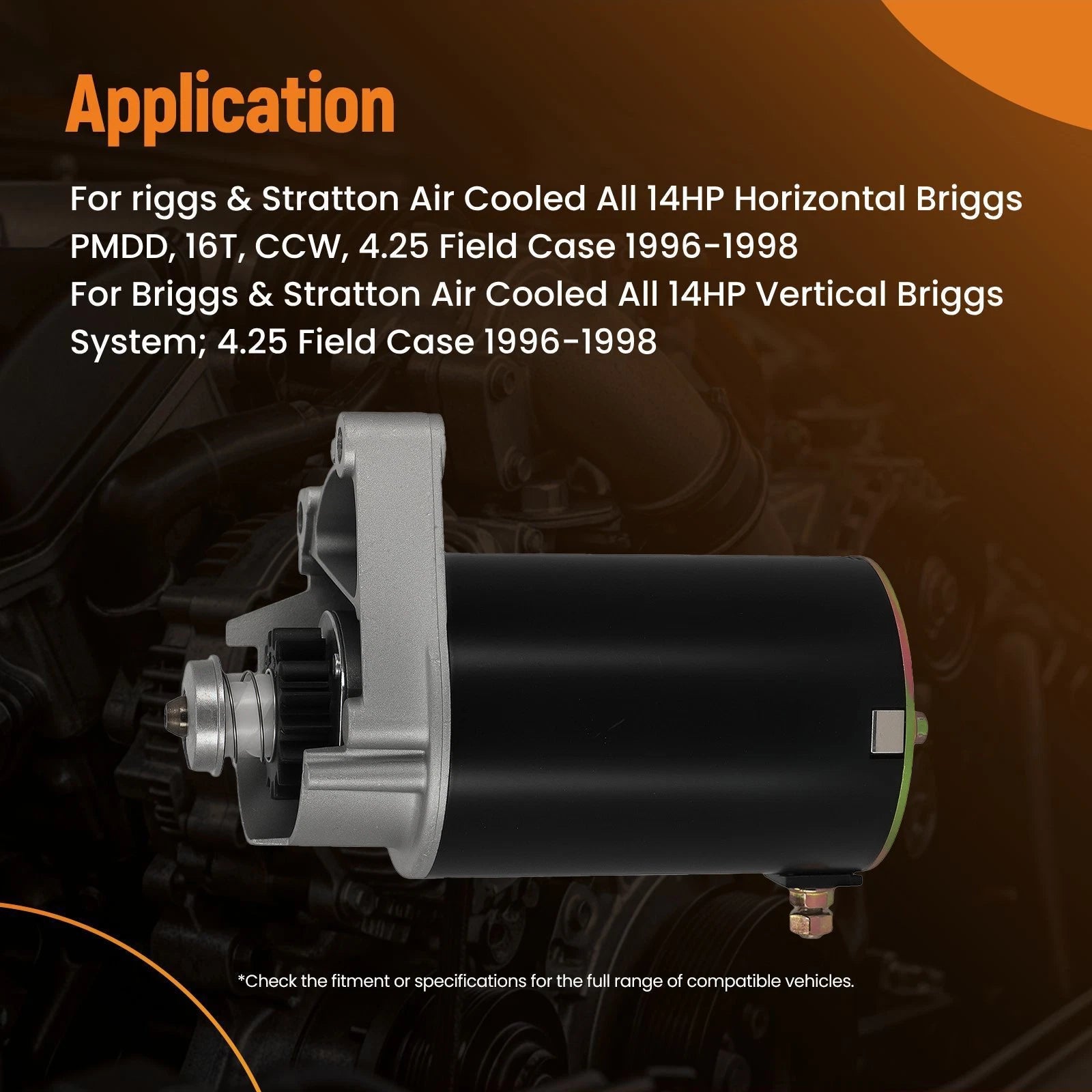 Starter Motor for Briggs & Stratton 14HP 16HP 18HP (498148 SBS0009 PMDD 12V)