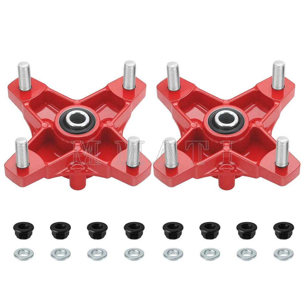 2X Front Red Wheel Hubs & Nuts for Honda TRX250X (2009–2020) TRX400X (2009, 2012–2014)
