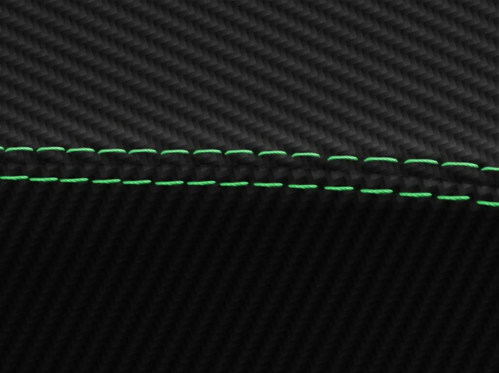 Console Lid Armrest Cover for Toyota Tacoma (2016–2019) Carbon Fiber Green Stitch