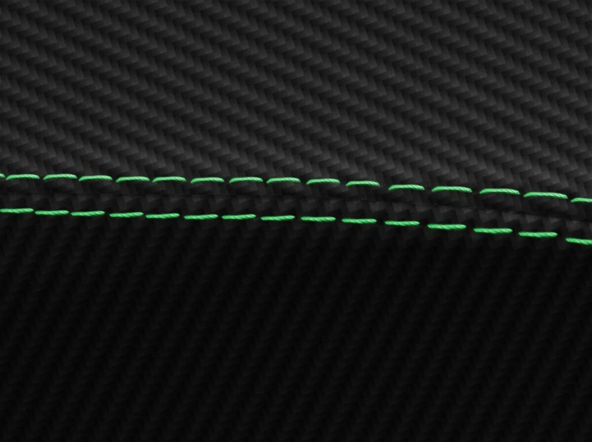 Console Lid Armrest Cover for Toyota Tacoma (2016–2019) Carbon Fiber Green Stitch
