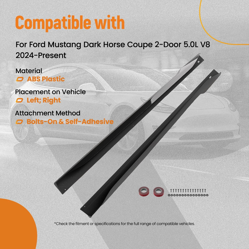Side Skirt Extension for Ford Mustang Dark Horse/GT Premium (2024–2025) Carbon Fiber