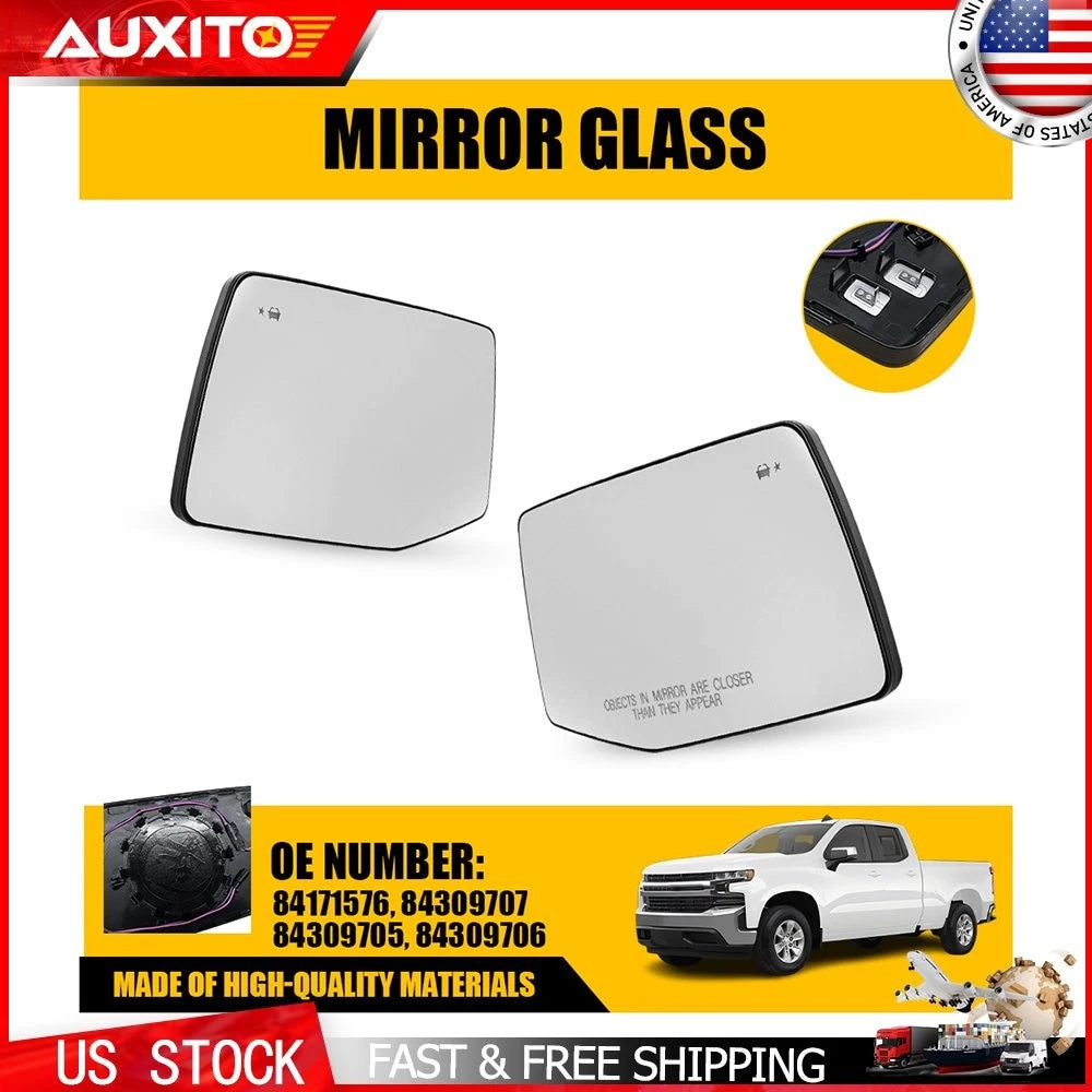 Set of 2 Heated Blind Spot Mirror Glass for GMC Sierra (2019–2024)