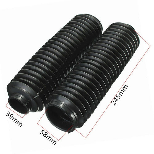 1 Pair Black Motorcycle Front Fork Rubber Gaiters for CQR (245x58x39mm)